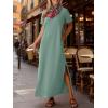imageANRABESS Womens Summer Casual Maxi Dress Short Sleeve Crewneck Split WrinkleFree Travel Long Sundress Beach Vacation ClothesLight Green
