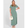 imageANRABESS Womens Summer Casual Maxi Dress Short Sleeve Crewneck Split WrinkleFree Travel Long Sundress Beach Vacation ClothesLight Green