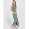 imageANRABESS Womens Summer Casual Maxi Dress Short Sleeve Crewneck Split WrinkleFree Travel Long Sundress Beach Vacation ClothesLight Green