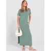 imageANRABESS Womens Summer Casual Maxi Dress Short Sleeve Crewneck Split WrinkleFree Travel Long Sundress Beach Vacation ClothesLight Green