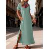 imageANRABESS Womens Summer Casual Maxi Dress Short Sleeve Crewneck Split WrinkleFree Travel Long Sundress Beach Vacation ClothesLight Green