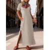imageANRABESS Womens Summer Casual Maxi Dress Short Sleeve Crewneck Split WrinkleFree Travel Long Sundress Beach Vacation ClothesLight Khaki