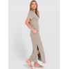 imageANRABESS Womens Summer Casual Maxi Dress Short Sleeve Crewneck Split WrinkleFree Travel Long Sundress Beach Vacation ClothesLight Khaki