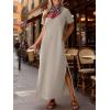 imageANRABESS Womens Summer Casual Maxi Dress Short Sleeve Crewneck Split WrinkleFree Travel Long Sundress Beach Vacation ClothesLight Khaki