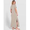 imageANRABESS Womens Summer Casual Maxi Dress Short Sleeve Crewneck Split WrinkleFree Travel Long Sundress Beach Vacation ClothesLight Khaki