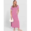imageANRABESS Womens Summer Casual Maxi Dress Short Sleeve Crewneck Split WrinkleFree Travel Long Sundress Beach Vacation ClothesPink