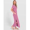 imageANRABESS Womens Summer Casual Maxi Dress Short Sleeve Crewneck Split WrinkleFree Travel Long Sundress Beach Vacation ClothesPink