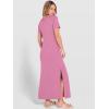 imageANRABESS Womens Summer Casual Maxi Dress Short Sleeve Crewneck Split WrinkleFree Travel Long Sundress Beach Vacation ClothesPink