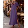 imageANRABESS Womens Summer Casual Maxi Dress Short Sleeve Crewneck Split WrinkleFree Travel Long Sundress Beach Vacation ClothesPurple