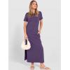 imageANRABESS Womens Summer Casual Maxi Dress Short Sleeve Crewneck Split WrinkleFree Travel Long Sundress Beach Vacation ClothesPurple