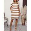 imageANRABESS Womens Summer Casual T Shirt Dresses Short Sleeve Crewneck Striped Mini Shift Dress 2026 Beach Vacation OutfitsBrown White Stripe