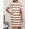 imageANRABESS Womens Summer Casual T Shirt Dresses Short Sleeve Crewneck Striped Mini Shift Dress 2026 Beach Vacation OutfitsBrown White Stripe