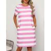 imageANRABESS Womens Summer Casual T Shirt Dresses Short Sleeve Crewneck Striped Mini Shift Dress 2026 Beach Vacation OutfitsPink White Stripe