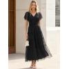 imageANRABESS Womens Summer Floral Maxi Dress Short Sleeve Flowy Tulle Wedding Guest Beach Vacation 2026 Spring Party Long DressesBlack