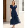 imageANRABESS Womens Summer Floral Maxi Dress Short Sleeve Flowy Tulle Wedding Guest Beach Vacation 2026 Spring Party Long DressesNavy Blue