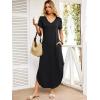 imageANRABESS Womens Summer Maxi Dresses 2026 Casual Short Sleeve V Neck Loose Split Long Beach Sundress Travel Vacation ClothesBlack