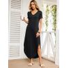 imageANRABESS Womens Summer Maxi Dresses 2026 Casual Short Sleeve V Neck Loose Split Long Beach Sundress Travel Vacation ClothesBlack
