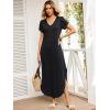 imageANRABESS Womens Summer Maxi Dresses 2026 Casual Short Sleeve V Neck Loose Split Long Beach Sundress Travel Vacation ClothesBlack