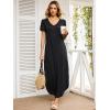 imageANRABESS Womens Summer Maxi Dresses 2026 Casual Short Sleeve V Neck Loose Split Long Beach Sundress Travel Vacation ClothesBlack
