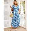 imageANRABESS Womens Summer Maxi Dresses 2026 Casual Short Sleeve V Neck Loose Split Long Beach Sundress Travel Vacation ClothesBlue Leaf Printed