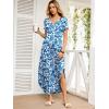 imageANRABESS Womens Summer Maxi Dresses 2026 Casual Short Sleeve V Neck Loose Split Long Beach Sundress Travel Vacation ClothesBlue Leaf Printed
