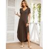 imageANRABESS Womens Summer Maxi Dresses 2026 Casual Short Sleeve V Neck Loose Split Long Beach Sundress Travel Vacation ClothesBrown