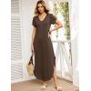 imageANRABESS Womens Summer Maxi Dresses 2026 Casual Short Sleeve V Neck Loose Split Long Beach Sundress Travel Vacation ClothesBrown