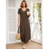 imageANRABESS Womens Summer Maxi Dresses 2026 Casual Short Sleeve V Neck Loose Split Long Beach Sundress Travel Vacation ClothesBrown