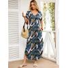 imageANRABESS Womens Summer Maxi Dresses 2026 Casual Short Sleeve V Neck Loose Split Long Beach Sundress Travel Vacation ClothesLeaf Printed