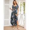 imageANRABESS Womens Summer Maxi Dresses 2026 Casual Short Sleeve V Neck Loose Split Long Beach Sundress Travel Vacation ClothesLeaf Printed