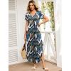 imageANRABESS Womens Summer Maxi Dresses 2026 Casual Short Sleeve V Neck Loose Split Long Beach Sundress Travel Vacation ClothesLeaf Printed