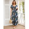 imageANRABESS Womens Summer Maxi Dresses 2026 Casual Short Sleeve V Neck Loose Split Long Beach Sundress Travel Vacation ClothesLeaf Printed