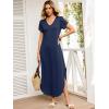 imageANRABESS Womens Summer Maxi Dresses 2026 Casual Short Sleeve V Neck Loose Split Long Beach Sundress Travel Vacation ClothesNavy Blue