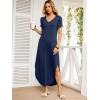 imageANRABESS Womens Summer Maxi Dresses 2026 Casual Short Sleeve V Neck Loose Split Long Beach Sundress Travel Vacation ClothesNavy Blue