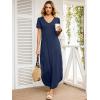 imageANRABESS Womens Summer Maxi Dresses 2026 Casual Short Sleeve V Neck Loose Split Long Beach Sundress Travel Vacation ClothesNavy Blue
