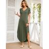 imageANRABESS Womens Summer Maxi Dresses 2026 Casual Short Sleeve V Neck Loose Split Long Beach Sundress Travel Vacation ClothesOlive