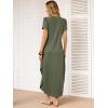 imageANRABESS Womens Summer Maxi Dresses 2026 Casual Short Sleeve V Neck Loose Split Long Beach Sundress Travel Vacation ClothesOlive