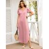 imageANRABESS Womens Summer Maxi Dresses 2026 Casual Short Sleeve V Neck Loose Split Long Beach Sundress Travel Vacation ClothesPink Round Dot