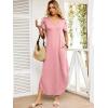 imageANRABESS Womens Summer Maxi Dresses 2026 Casual Short Sleeve V Neck Loose Split Long Beach Sundress Travel Vacation ClothesPink Round Dot