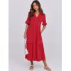 imageANRABESS Womens Summer Maxi Dresses Casual Ruffle Short Sleeve V Neck Flowy Tiered 2026 Spring T Shirts Beach Boho DressRed