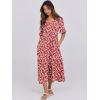 imageANRABESS Womens Summer Maxi Dresses Casual Ruffle Short Sleeve V Neck Flowy Tiered 2026 Spring T Shirts Beach Boho DressRed Floral