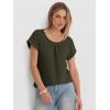 imageANRABESS Womens T Shirts Pleated Short Sleeve Tops Summer Business Casual Dressy Blouses 2026 Cute Fashion ClothesArmy Green