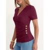 imageANRABESS Womens Tops Short Sleeve V Neck Sexy Ribbed Knit Slim Fit Lightweight Sweater 2026 Summer Dressy Casual TShirtsBurgundy