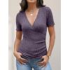 imageANRABESS Womens Tops Short Sleeve V Neck Sexy Ribbed Knit Slim Fit Lightweight Sweater 2026 Summer Dressy Casual TShirtsPurple