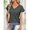 imageANRABESS Womens Waffle Knit Tops 2026 Summer Casual Short Sleeve V Neck T Shirts Basic Work Tee Spring Vacation BlousesArmy Green