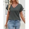 imageANRABESS Womens Waffle Knit Tops 2026 Summer Casual Short Sleeve V Neck T Shirts Basic Work Tee Spring Vacation BlousesArmy Green