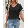 imageANRABESS Womens Waffle Knit Tops 2026 Summer Casual Short Sleeve V Neck T Shirts Basic Work Tee Spring Vacation BlousesBlack