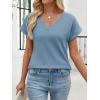imageANRABESS Womens Waffle Knit Tops 2026 Summer Casual Short Sleeve V Neck T Shirts Basic Work Tee Spring Vacation BlousesBlue