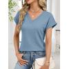 imageANRABESS Womens Waffle Knit Tops 2026 Summer Casual Short Sleeve V Neck T Shirts Basic Work Tee Spring Vacation BlousesBlue