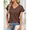 imageANRABESS Womens Waffle Knit Tops 2026 Summer Casual Short Sleeve V Neck T Shirts Basic Work Tee Spring Vacation BlousesBrown